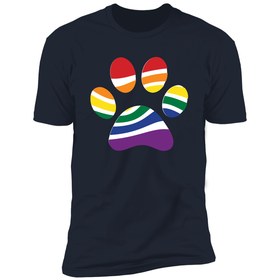 Pride Paw (Retro) Pride T-shirt, Paw Pride Dog Shirt for humans, in navy blue