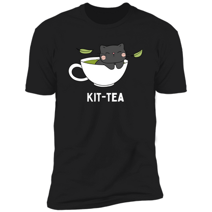 Kitt-Tea T-Shirt, kitty tea shirt, Cat Shirt for humans, funny cat shirt, in black
