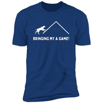 Bringing My A Game Agility T-shirt, Dog Agility Shirt for humans, in royal blue