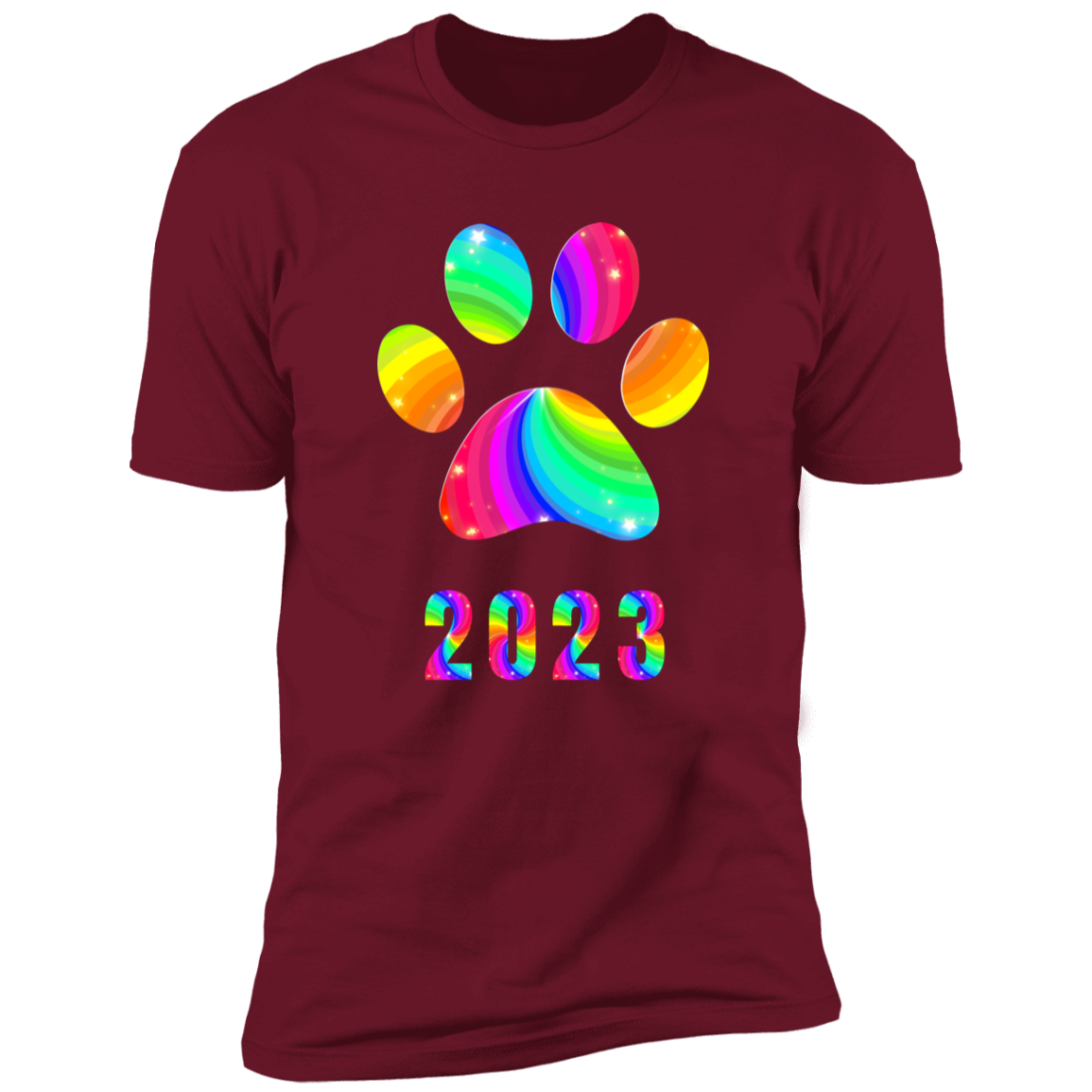 Pride Paw 2023 (Swirl) Pride T-shirt, Paw Pride Dog Shirt for humans, in cardinal red