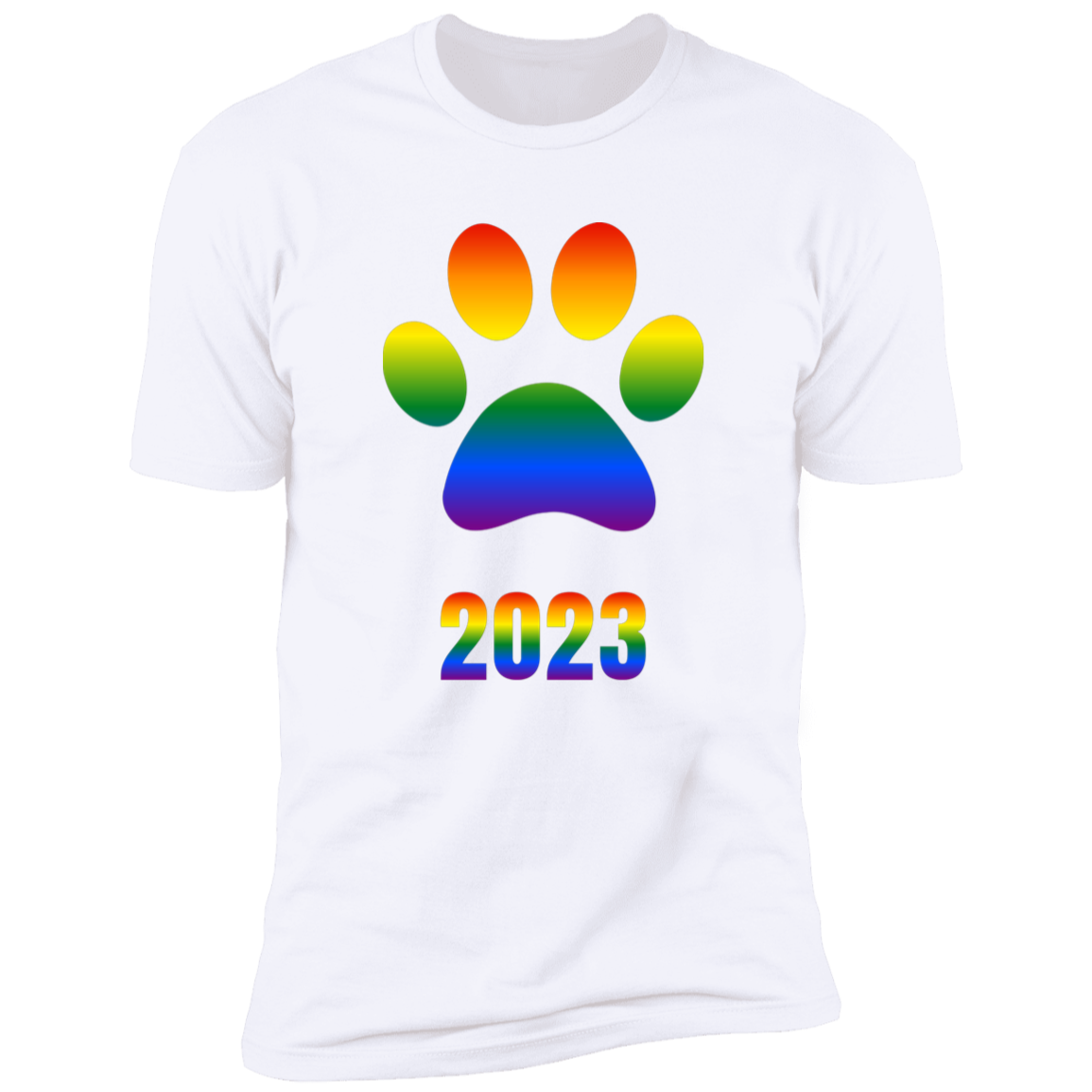 Dog Paw pride 2023 t-shirt, dog pride dog shirt for humans, in white