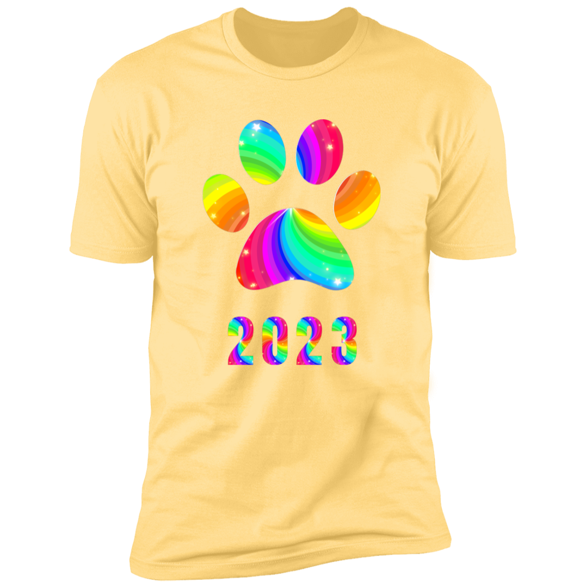 Pride Paw 2023 (Swirl) Pride T-shirt, Paw Pride Dog Shirt for humans, in banana Cream