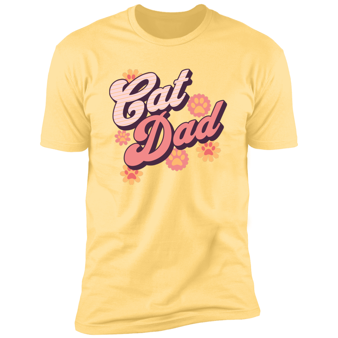 Cat Dad Retro T-shirt, Cat Dad Shirt for humans, in banana cream