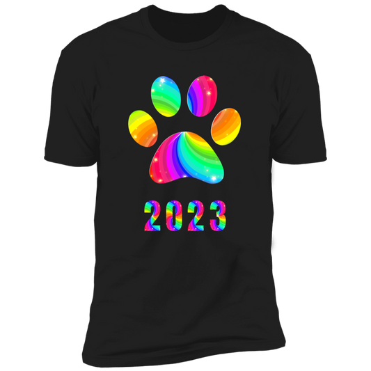 Pride Paw 2023 (Swirl) Pride T-shirt, Paw Pride Dog Shirt for humans, in black