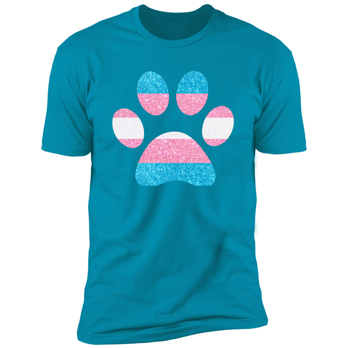 Dog Paw Trans Pride t-shirt, dog trans pride dog shirt for humans, in turquoise 