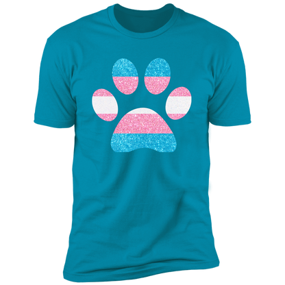Dog Paw Trans Pride t-shirt, dog trans pride dog shirt for humans, in turquoise 