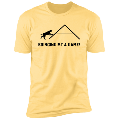 Bringing My A Game Agility T-shirt, Dog Agility Shirt for humans, in banana cream