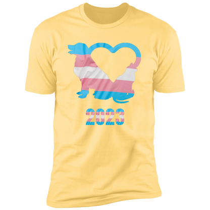 Trans Pride Dog & Cat Heart Pride T-shirt, Trans Pride Dog & Cat Shirt for humans, in banana cream