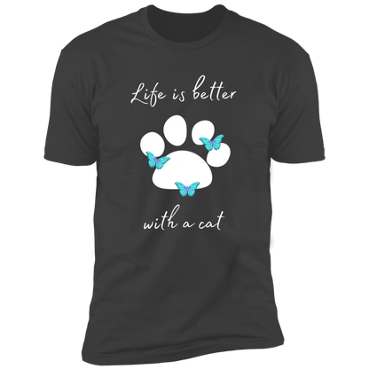 Life is Better with a Cat T-shirt, cat shirt for humans, Cat T-shirt in heavy metal gray