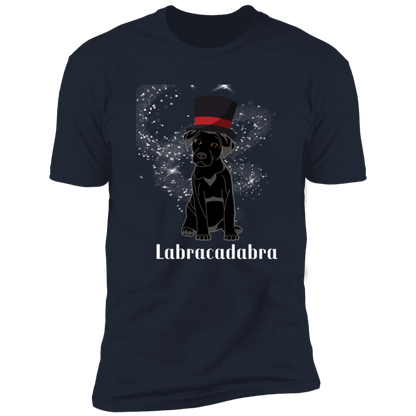 Labracadabra funny dog shirt, funny dog shirt for humans, funny labrador shirt. in navy blue
