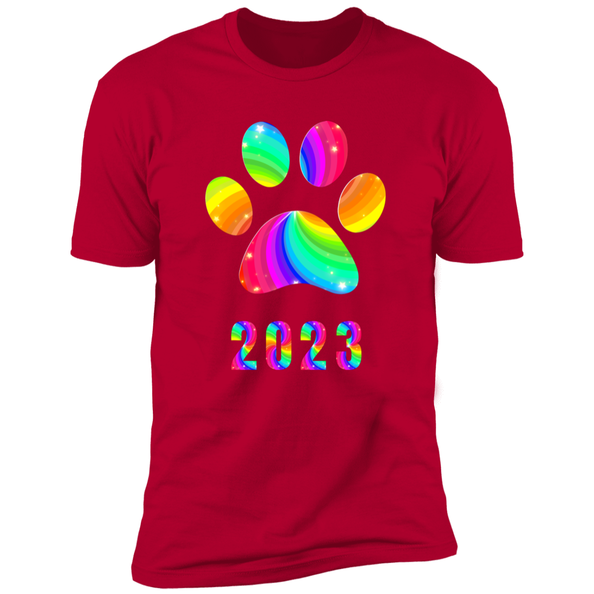 Pride Paw 2023 (Swirl) Pride T-shirt, Paw Pride Dog Shirt for humans, in red