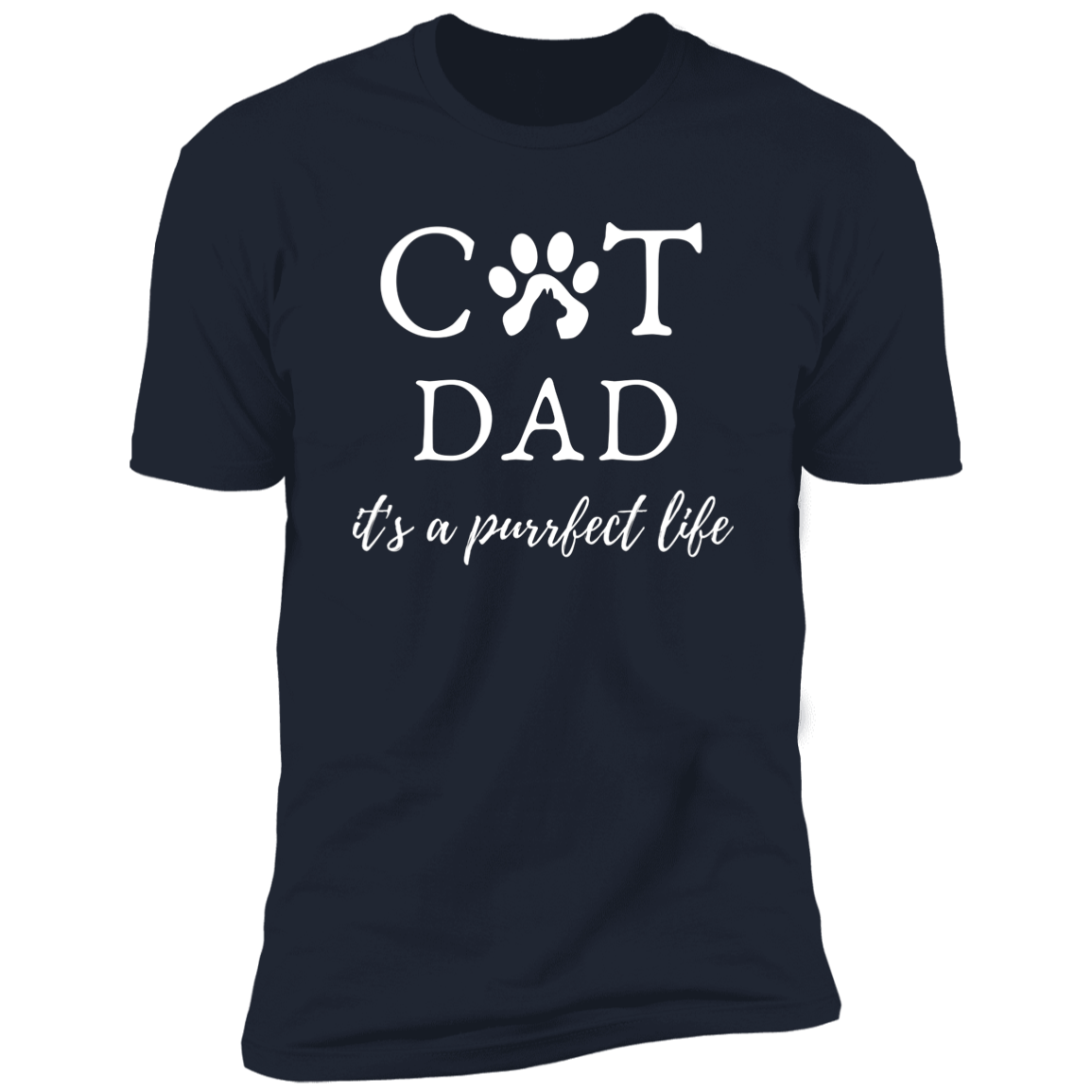 Cat Dad It's a Purrfect Life T-shirt, Cat Dad Shirt for humans, in navy blue