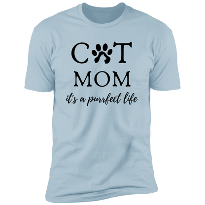 Cat Mom It's a Purrfect Life T-shirt, Cat Mom Shirt for humans, in light blue