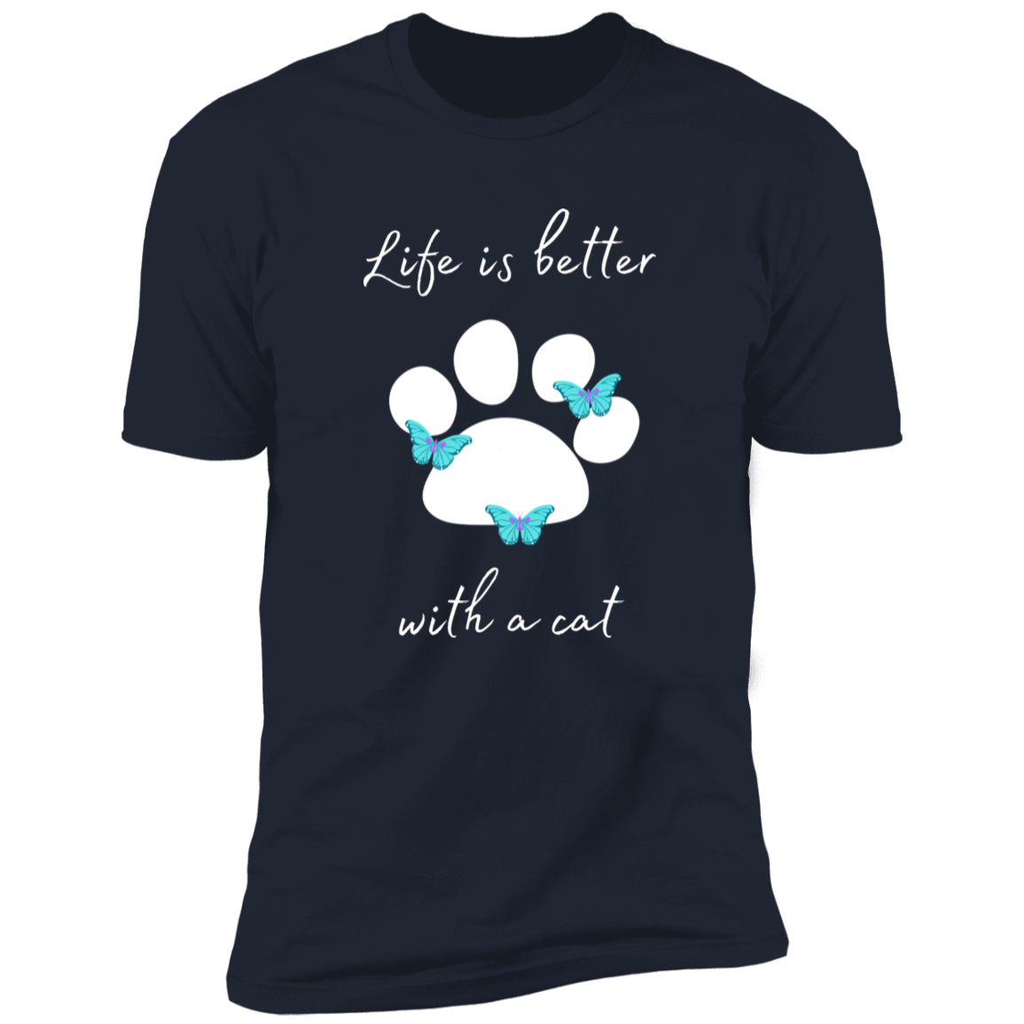 Life is Better with a Cat T-shirt, cat shirt for humans, Cat T-shirt in navy blue