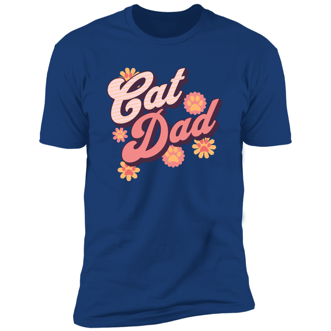 Cat Dad Retro T-shirt, Cat Dad Shirt for humans, in royal blue