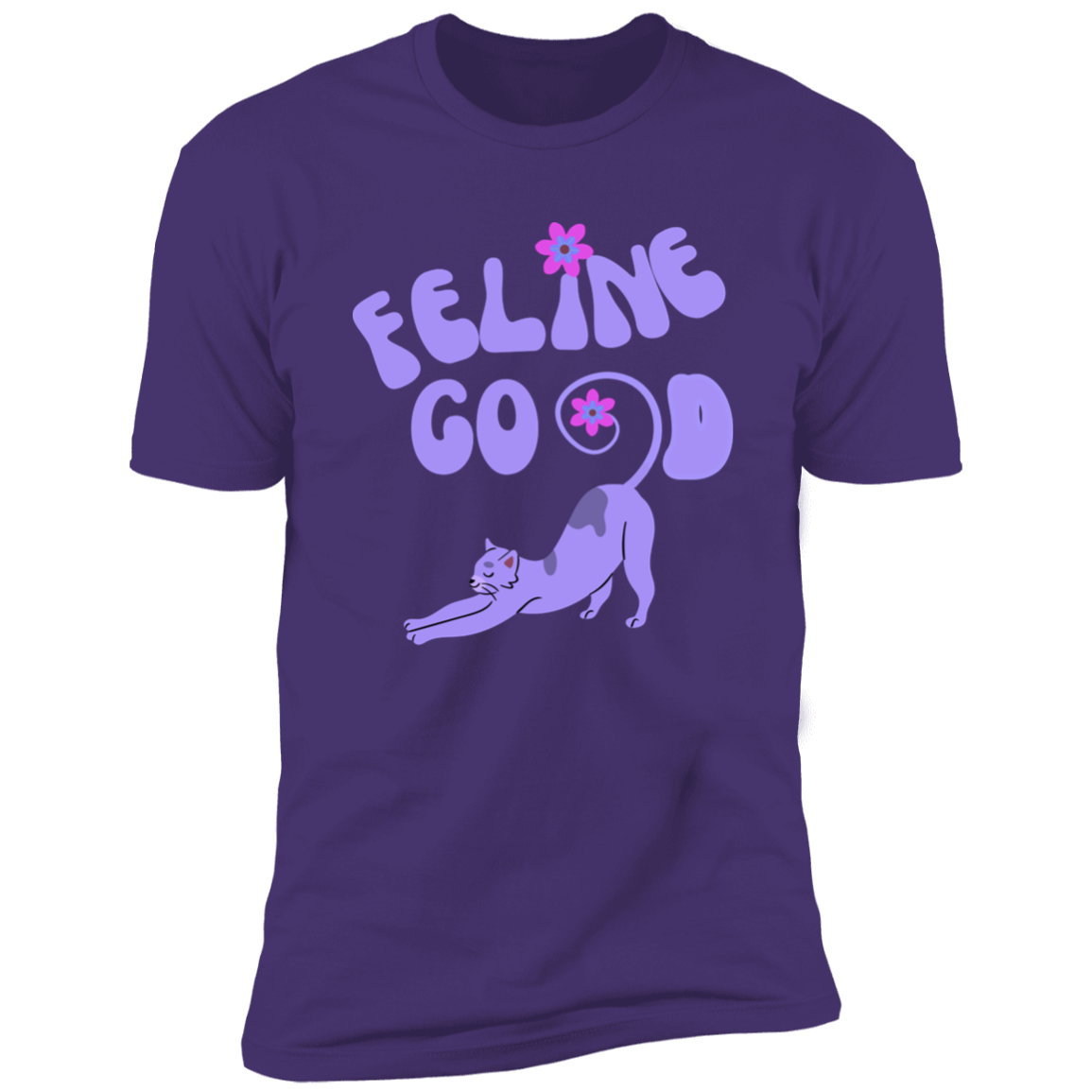 Feline Good Cat T-Shirt, Cat Shirt for humans, in purple rush