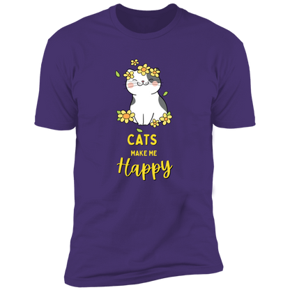 Cats Make Me Happy T-shirt, Cat Shirt for humans, in purple rush