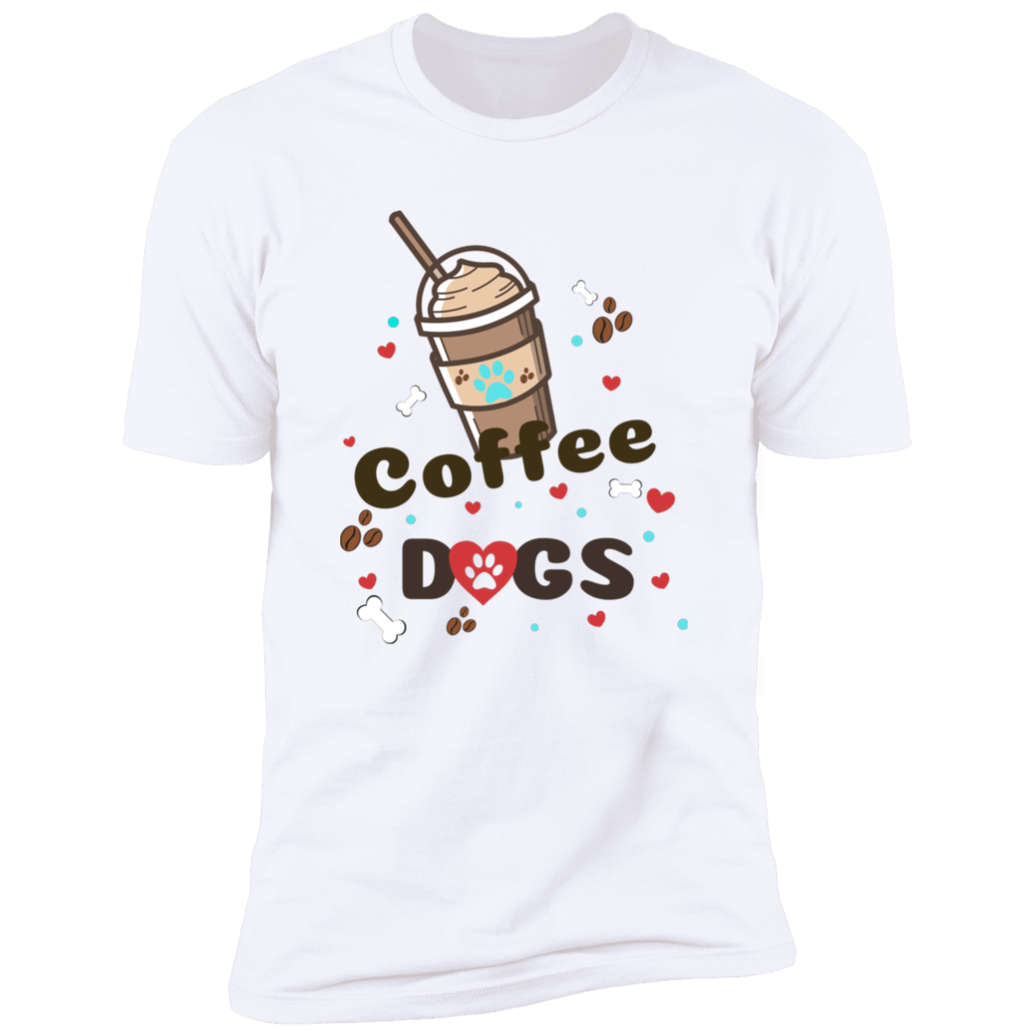 Blended Coffee Dogs T-shirt, Dog Shirt for humans, in white