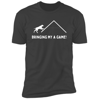 Bringing My A Game Agility T-shirt, Dog Agility Shirt for humans, in heavy metal gray
