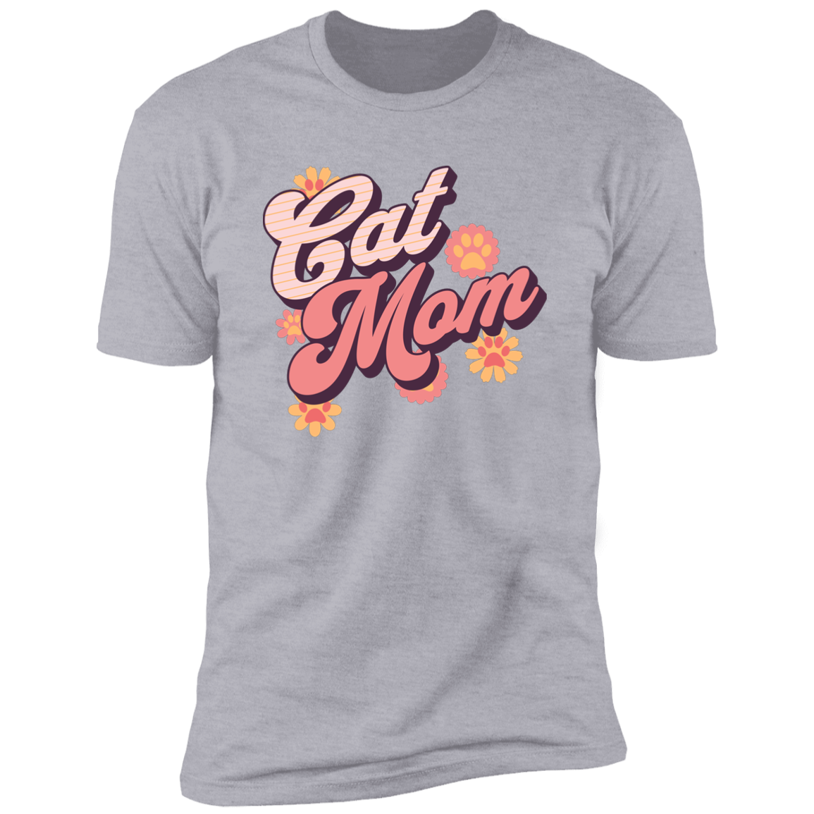 Cat Mom Retro T-shirt, Cat Mom Shirt for humans, in light heather gray
