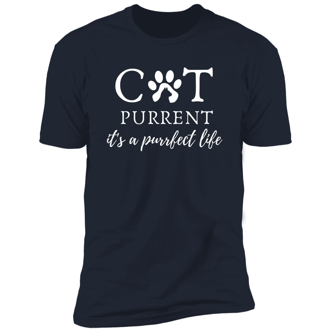 Cat Purrent It's a Purrfect Life T-shirt, Cat Parent Shirt for humans, in navy blue