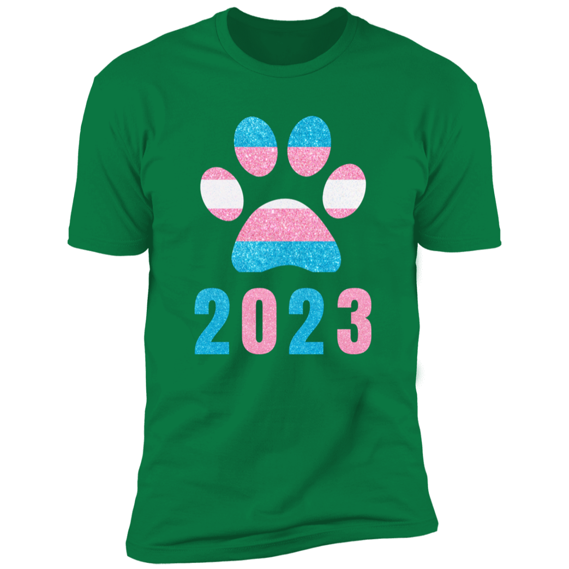 Dog Paw Trans Pride 2023 t-shirt, dog trans pride dog shirt for humans, in kelly green