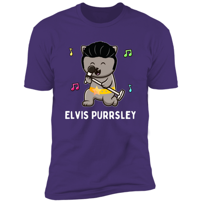 Elvis Purrsley cat Shirt, Funny cat shirt for humans, cat mom shirt, cat dad shirt, in purple rush