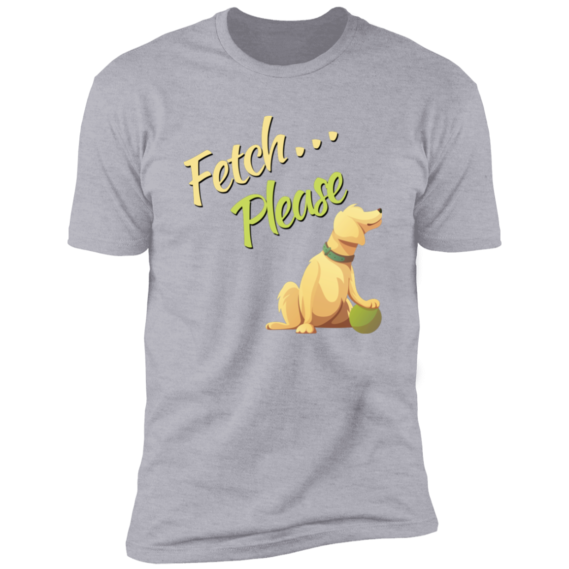 Fetch Please funny dog t-shirt, funny dog shirt for humans, in light heather gray
