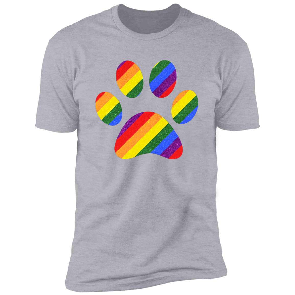 Pride Paw (Sparkles) Pride T-shirt, Paw Pride Dog Shirt for humans, in light heather gray