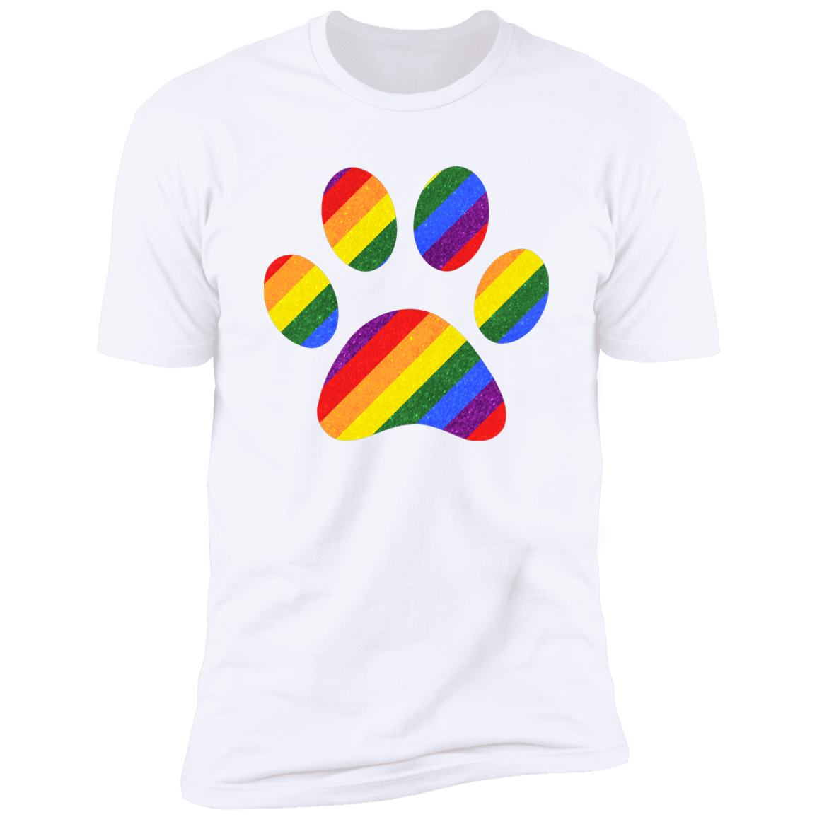 Pride Paw (Sparkles) Pride T-shirt, Paw Pride Dog Shirt for humans, in white