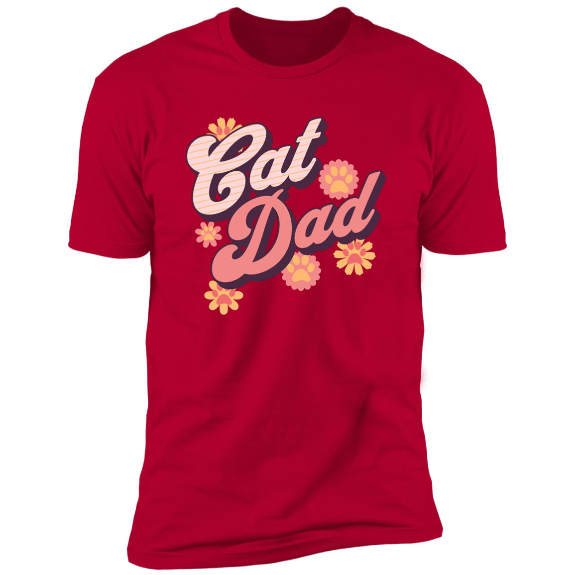Cat Dad Retro T-shirt, Cat Dad Shirt for humans, in red