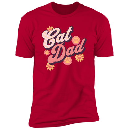 Cat Dad Retro T-shirt, Cat Dad Shirt for humans, in red
