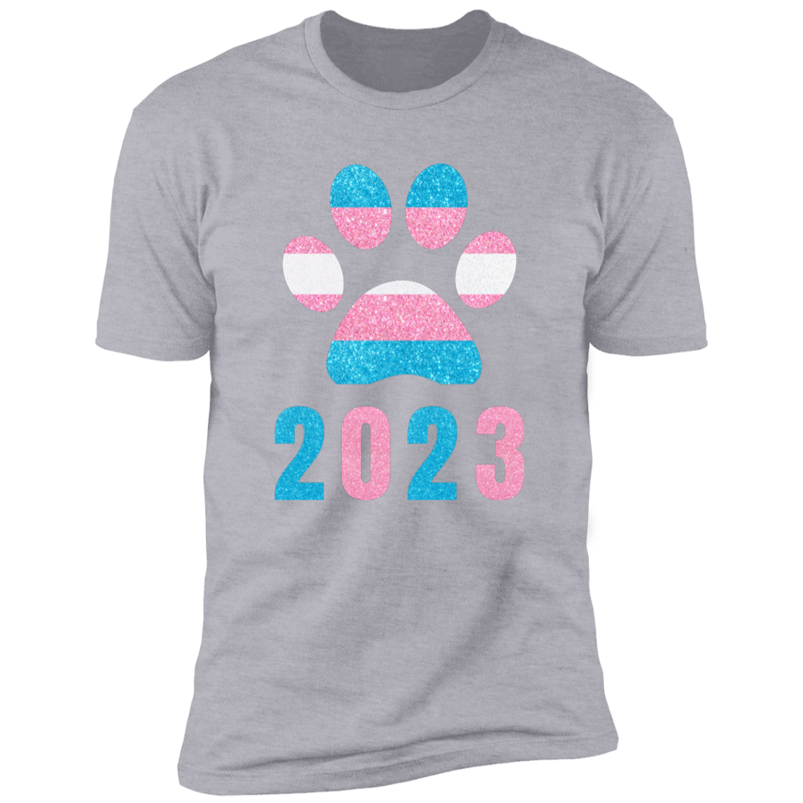 Dog Paw Trans Pride 2023 t-shirt, dog trans pride dog shirt for humans, in light heather gray
