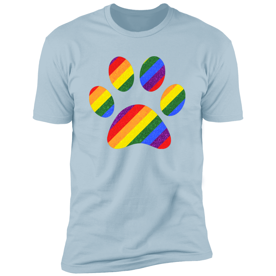 Pride Paw (Sparkles) Pride T-shirt, Paw Pride Dog Shirt for humans, in light blue