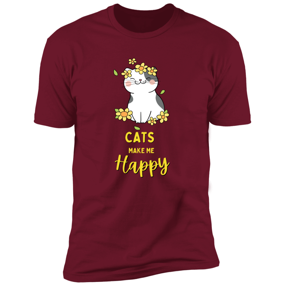 Cats Make Me Happy T-shirt, Cat Shirt for humans, in cardinal red