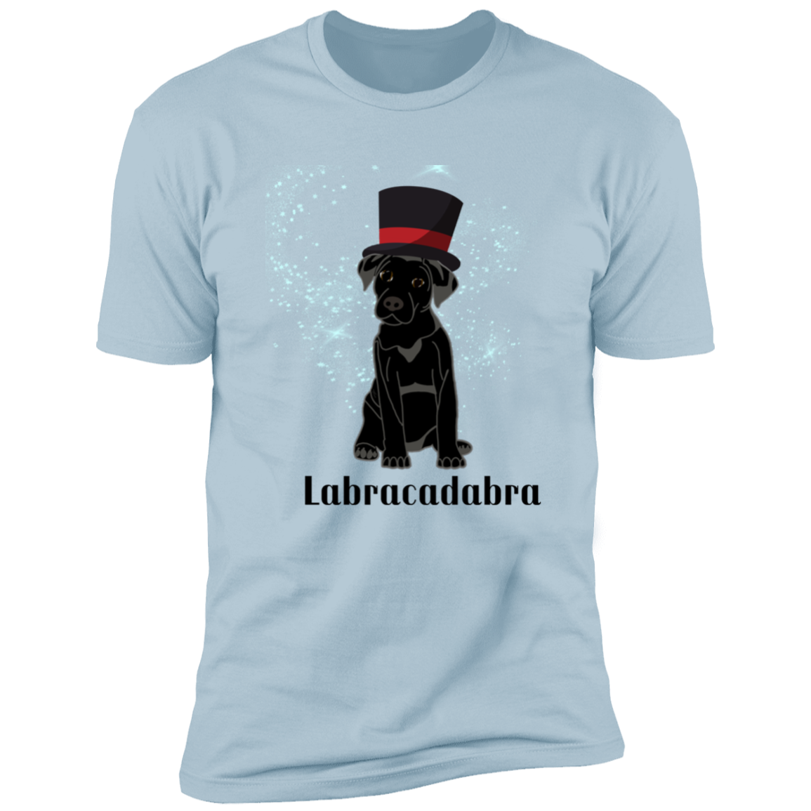 Labracadabra funny dog shirt, funny dog shirt for humans, funny labrador shirt. in light blue