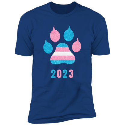 Trans Pride 2023 Cat Paw trans pride t-shirt,  trans cat paw pride shirt for humans, in royal blue