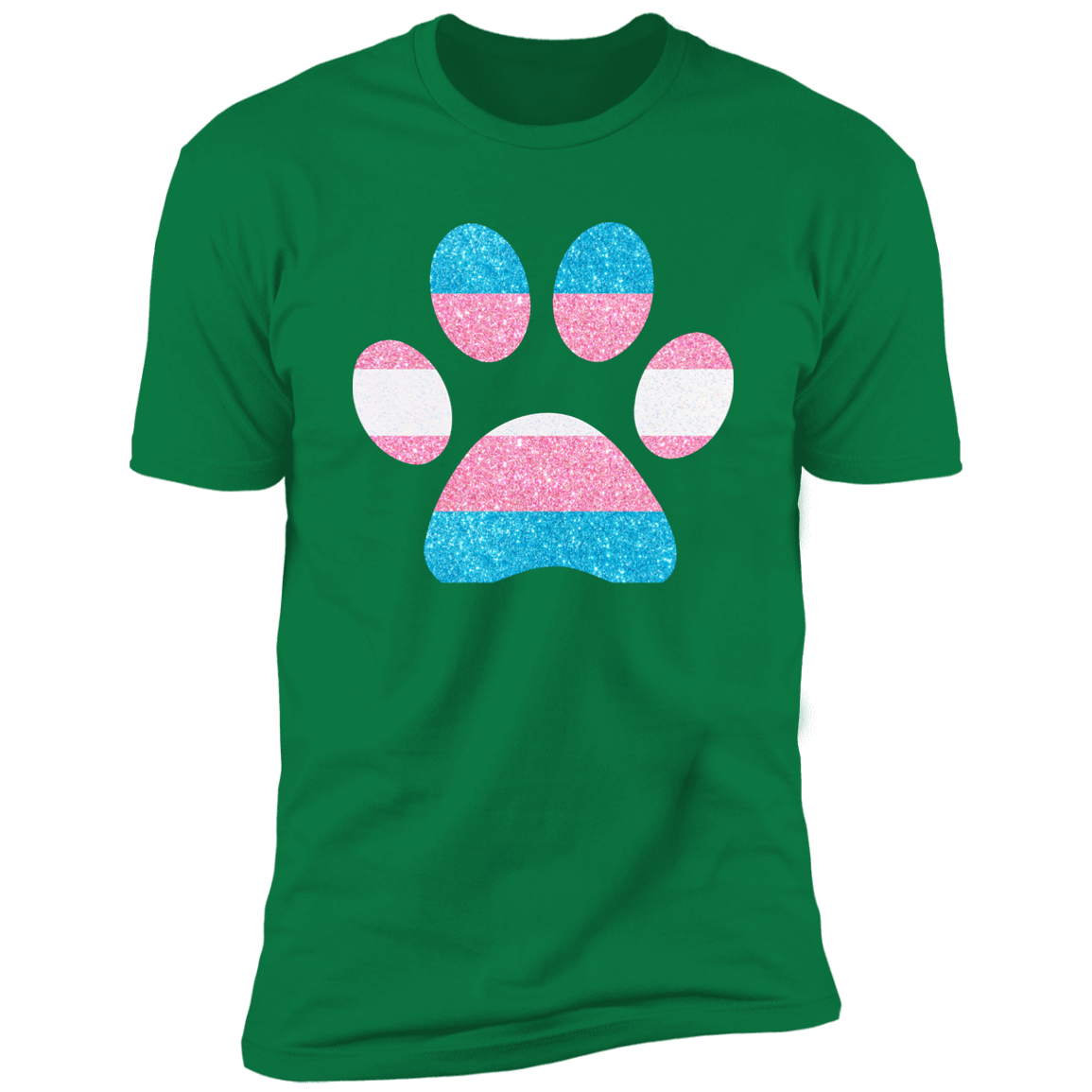 Dog Paw Trans Pride t-shirt, dog trans pride dog shirt for humans, in kelly green
