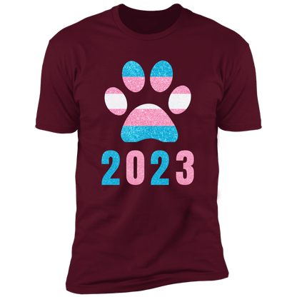 Dog Paw Trans Pride 2023 t-shirt, dog trans pride dog shirt for humans, in maroon