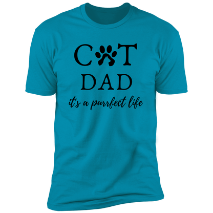 Cat Dad It's a Purrfect Life T-shirt, Cat Dad Shirt for humans, in turquoise