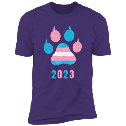 Trans Pride 2023 Cat Paw trans pride t-shirt,  trans cat paw pride shirt for humans, in purple rush