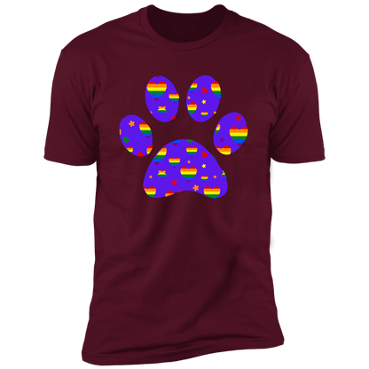 Pride Paw 2023 (Hearts) Pride T-shirt, Paw Pride Dog Shirt for humans, in maroon