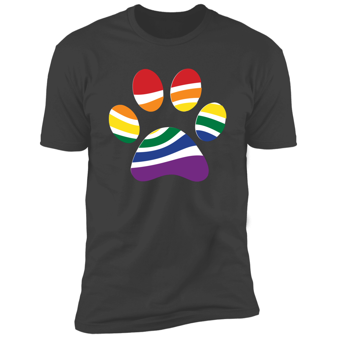 Pride Paw (Retro) Pride T-shirt, Paw Pride Dog Shirt for humans, in heavy metal gray