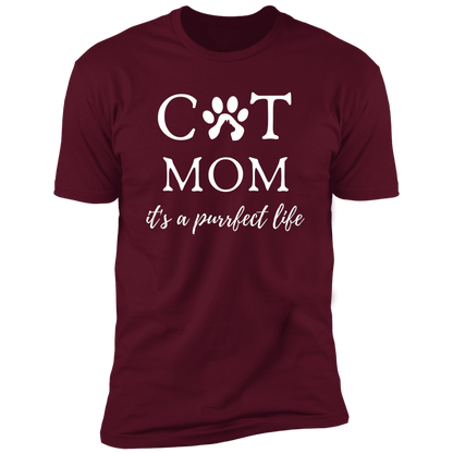 Cat Mom It's a Purrfect Life T-shirt, Cat Mom Shirt for humans, in maroon