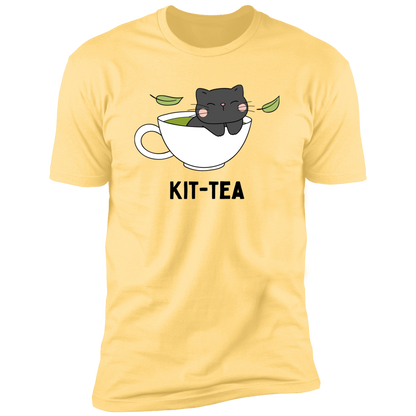 Kitt-Tea T-Shirt, kitty tea shirt, Cat Shirt for humans, funny cat shirt, in banana cream