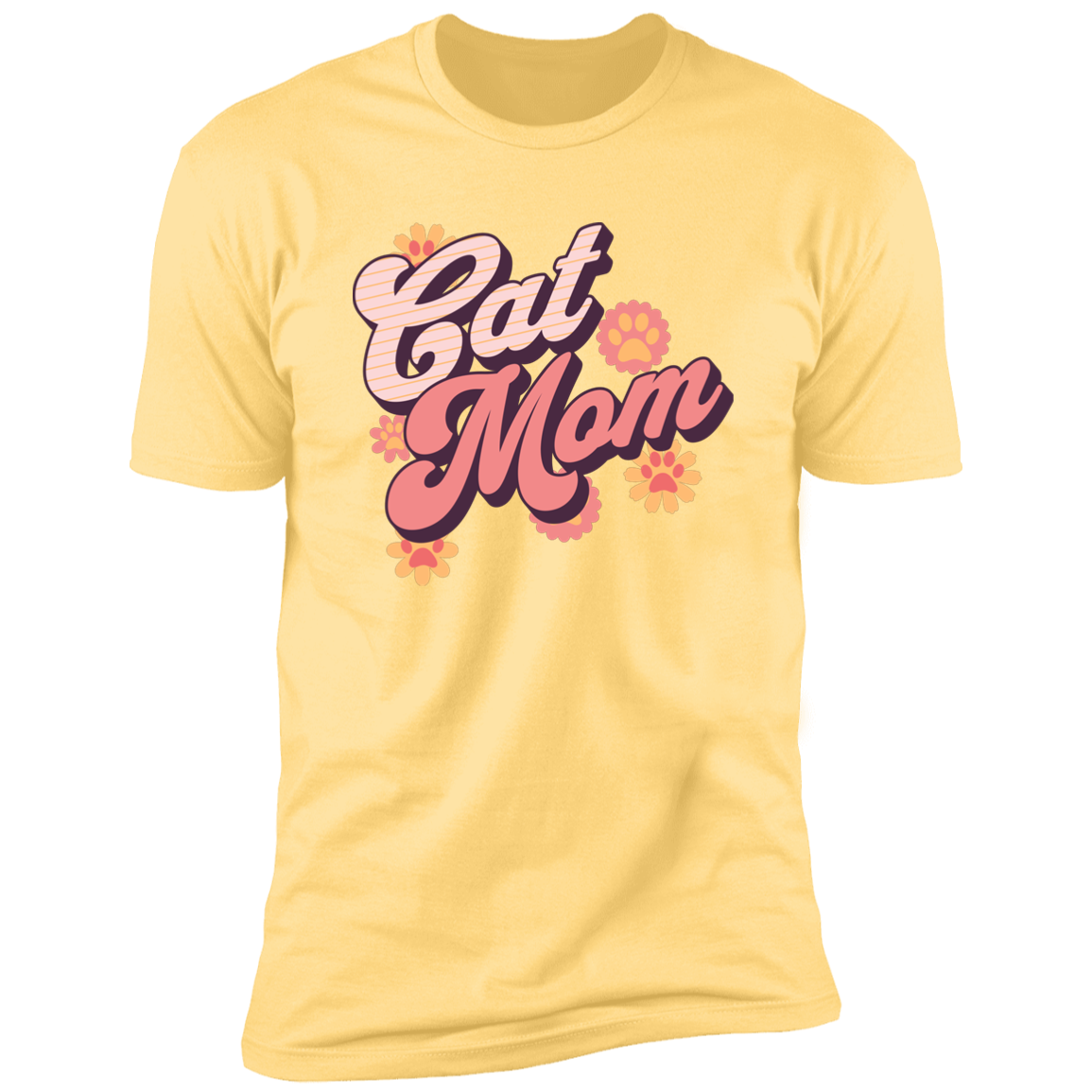 Cat Mom Retro T-shirt, Cat Mom Shirt for humans, in banana cream