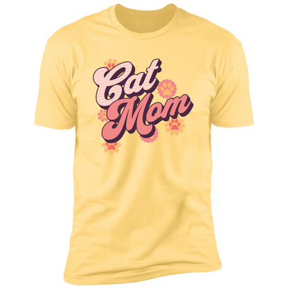 Cat Mom Retro T-shirt, Cat Mom Shirt for humans, in banana cream