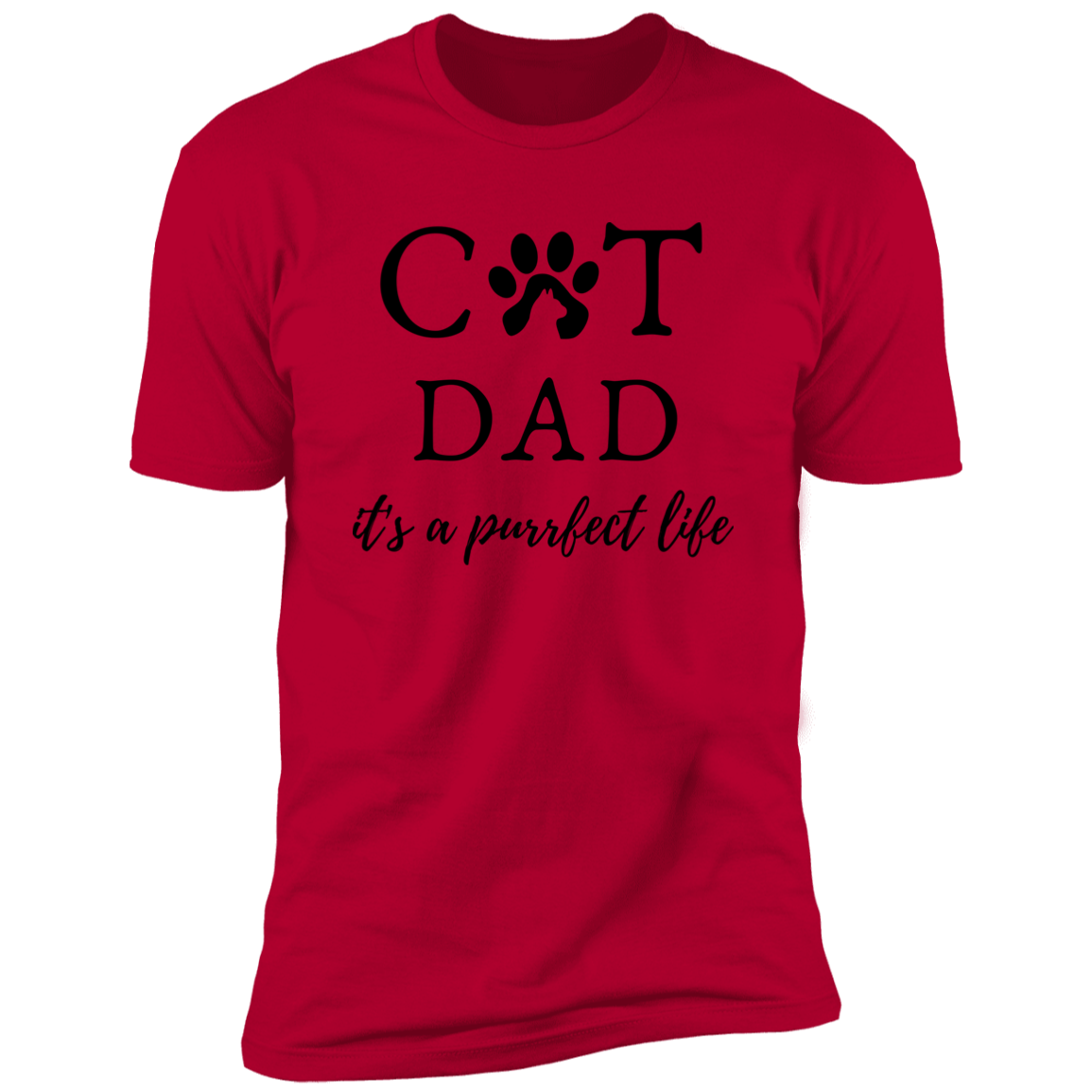 Cat Dad It's a Purrfect Life T-shirt, Cat Dad Shirt for humans, in red