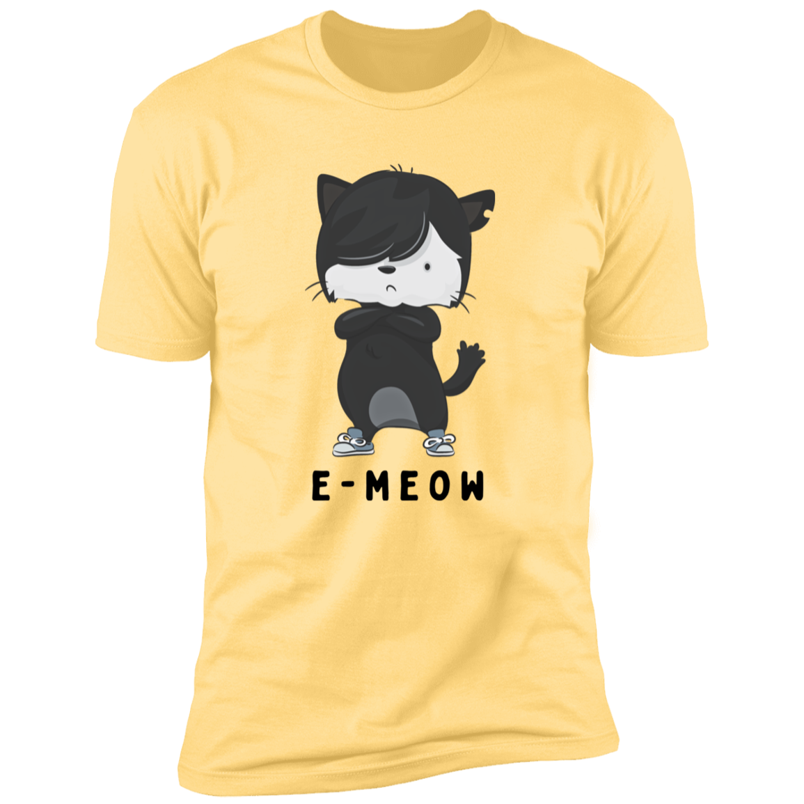 E-meow cat shirt, funny cat shirt for humans, cat mom and cat dad shirt, in banana 