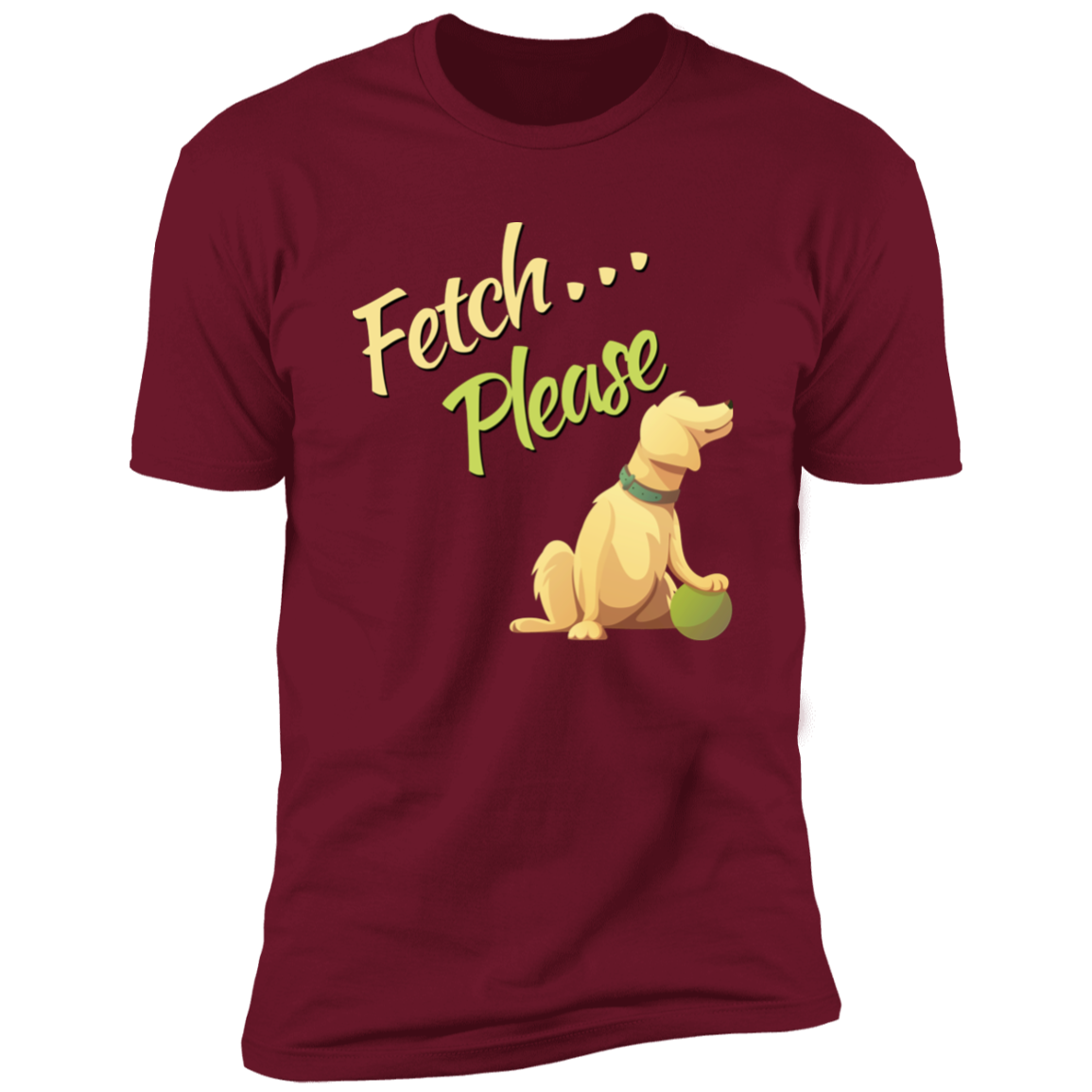 Fetch Please funny dog t-shirt, funny dog shirt for humans, cardinal red